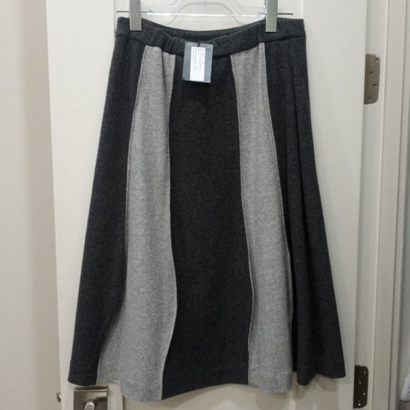 JEE New York Womens Colorblock Grey Wool Wave Knee-Lenth Skirt Size L
